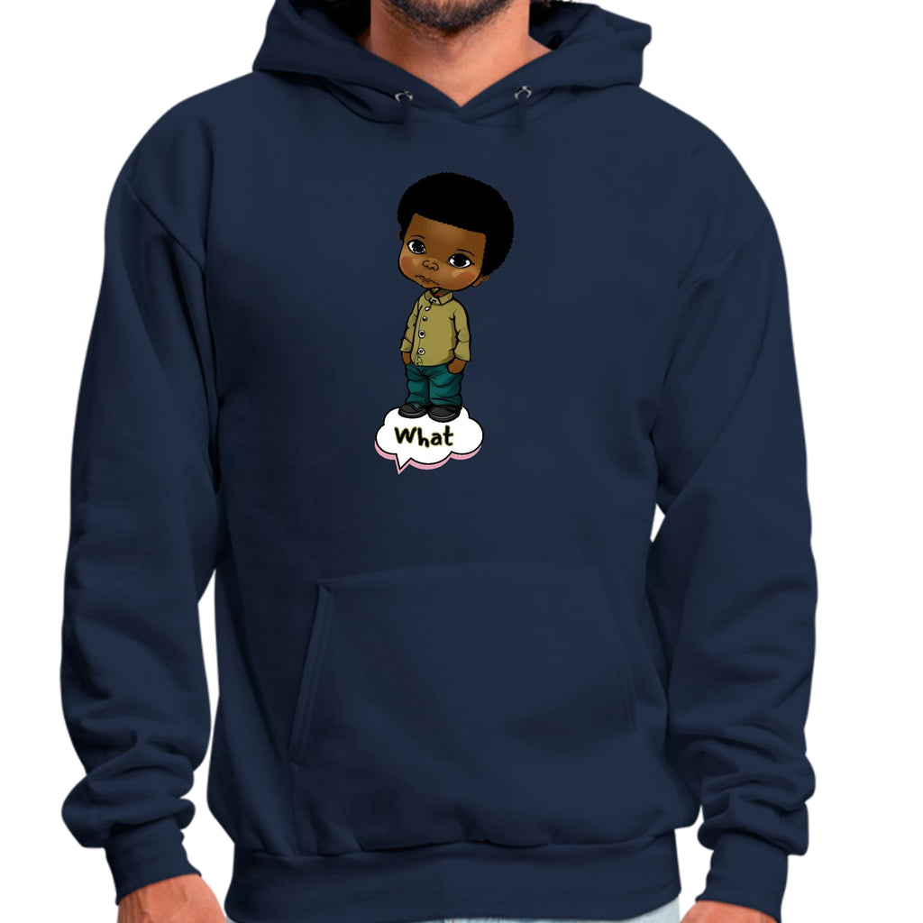 Mens Graphic Hoodie what - African American Boy Illustration Art
