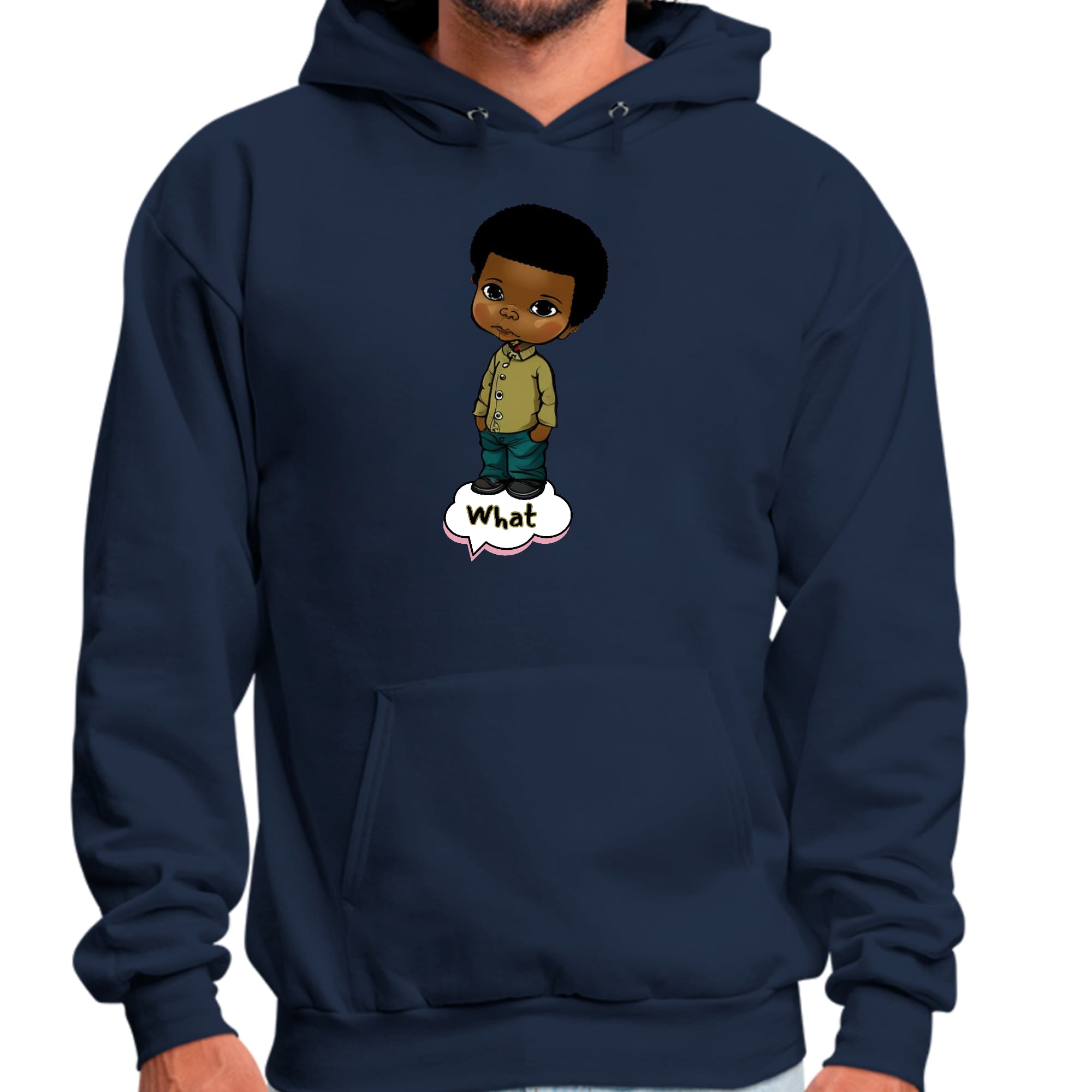 Mens Graphic Hoodie what - African American Boy Illustration Art