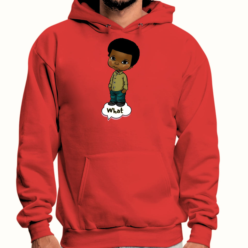 Mens Graphic Hoodie what - African American Boy Illustration Art