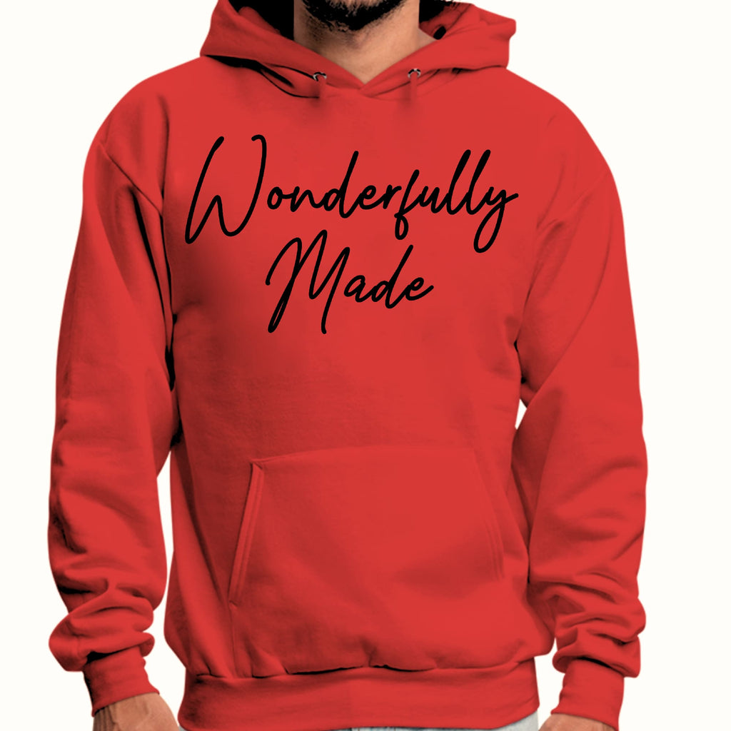 Mens Graphic Hoodie Wonderfully Made Black Illustration