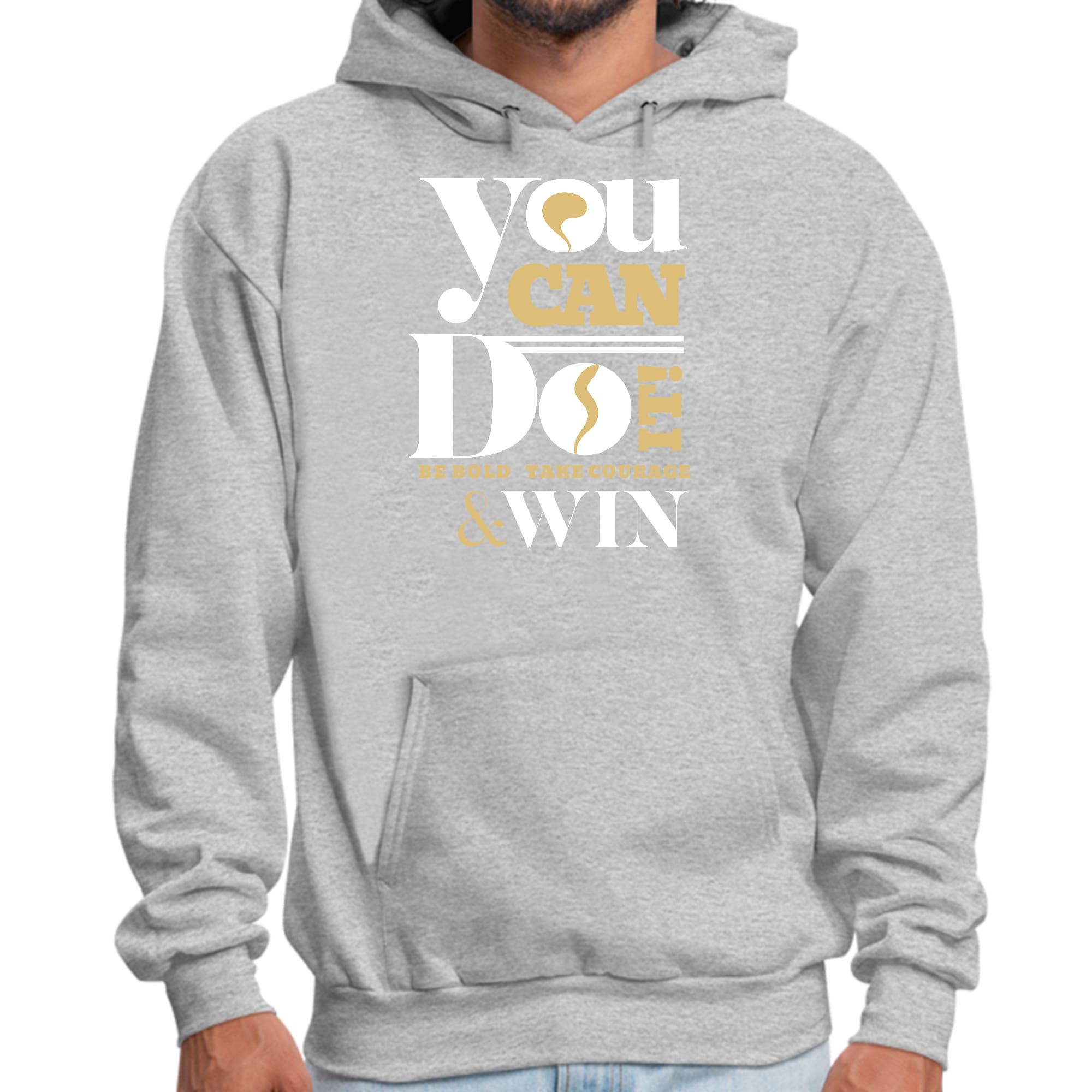 Mens Graphic Hoodie you can do it - be Bold Take Courage Win
