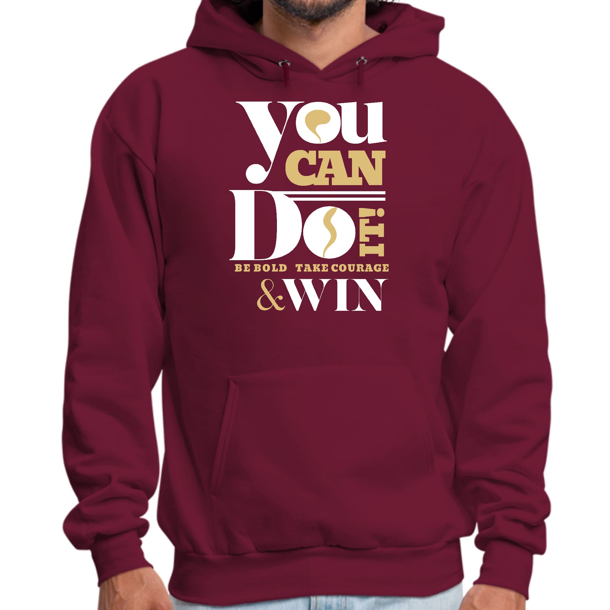Mens Graphic Hoodie you can do it - be Bold Take Courage Win