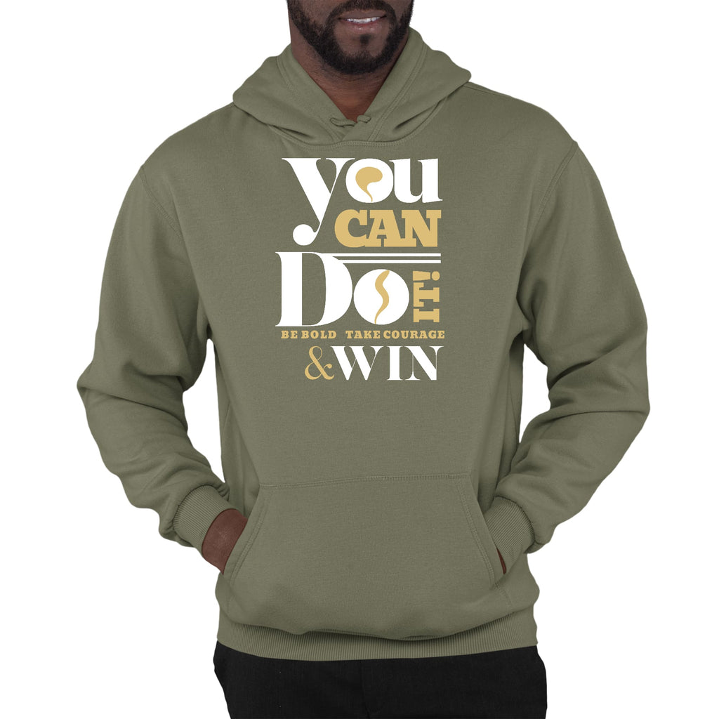Mens Graphic Hoodie you can do it - be Bold Take Courage Win