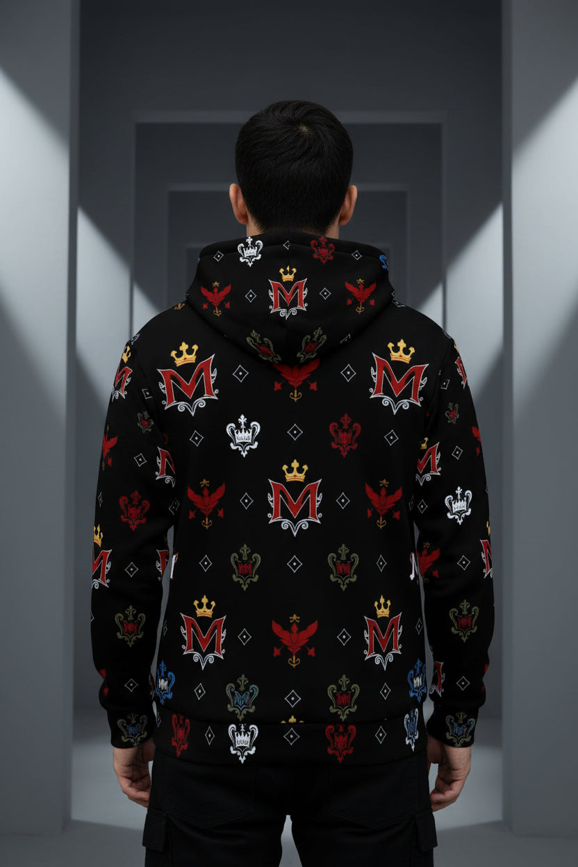 Men's Hoodie MUNSIEUR All-Over Print Heavy Fleece Zip Up "Ambitious"