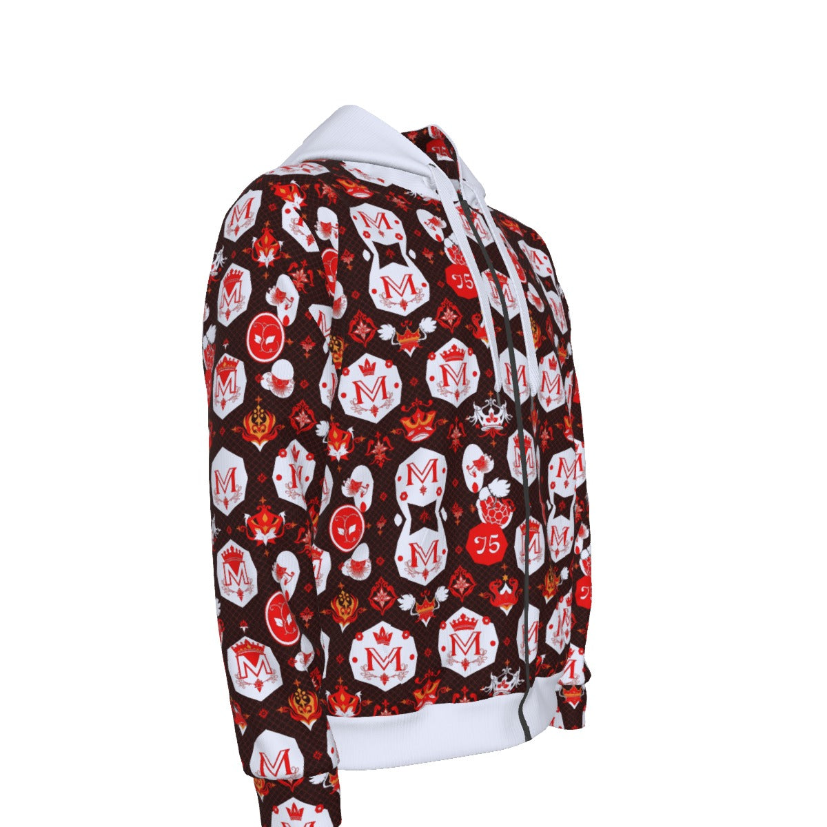 Munsieur Men's Luxury Zipper Hoodie with Bold Pattern