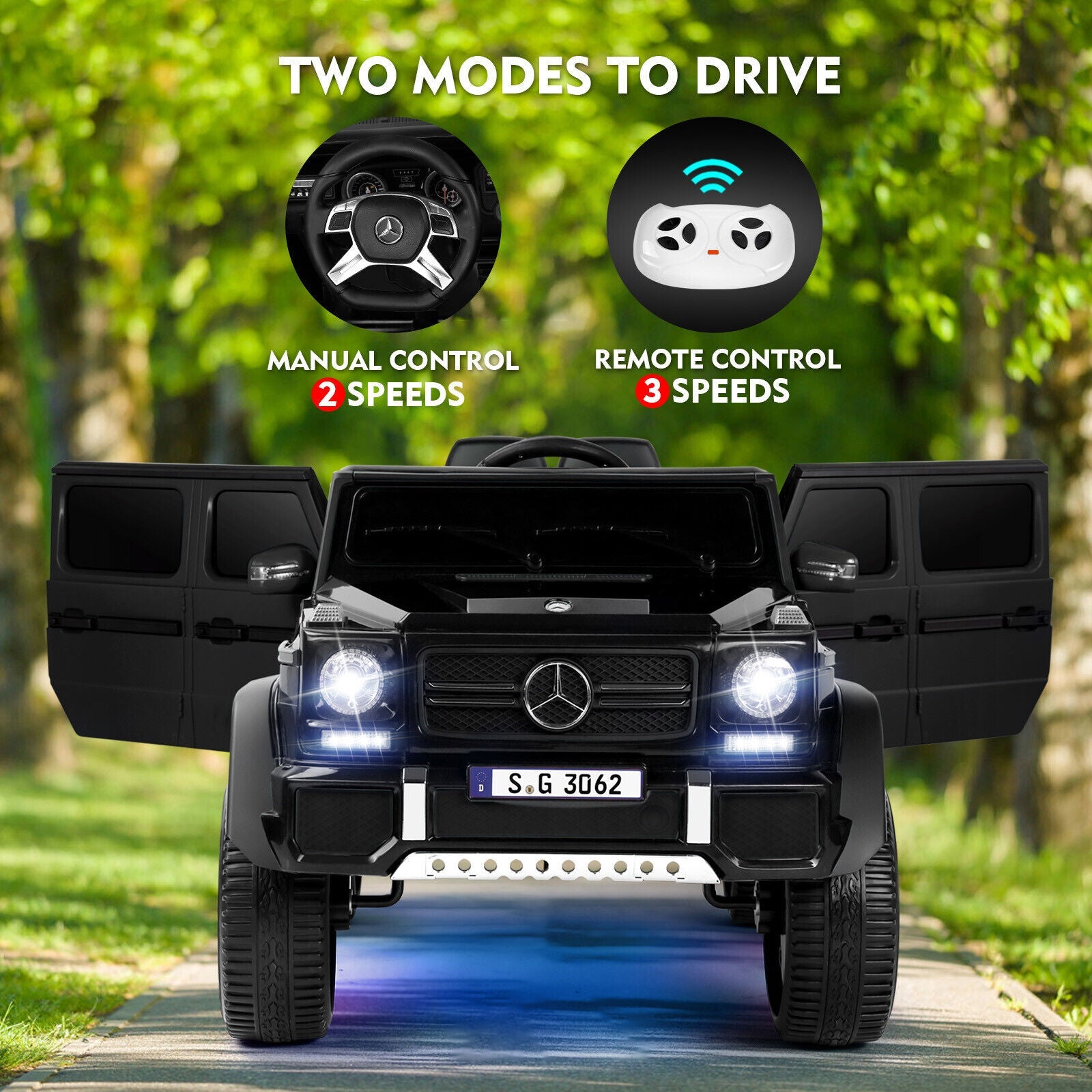 Mercedes-Benz Electric Ride-On Car for Kids with Lights, Music, and Remote Control - 12V