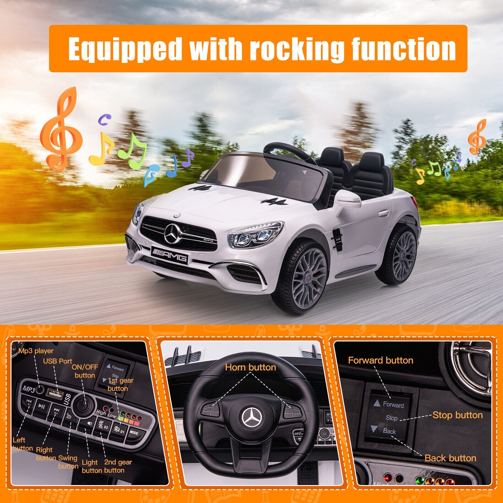 Mercedes Benz Licensed 12V Electric Ride On Car for Kids with Remote Control