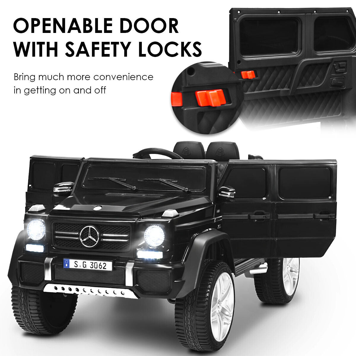 Mercedes-Benz Licensed 12V Kids Ride On Car with RC Control and Trunk in Black