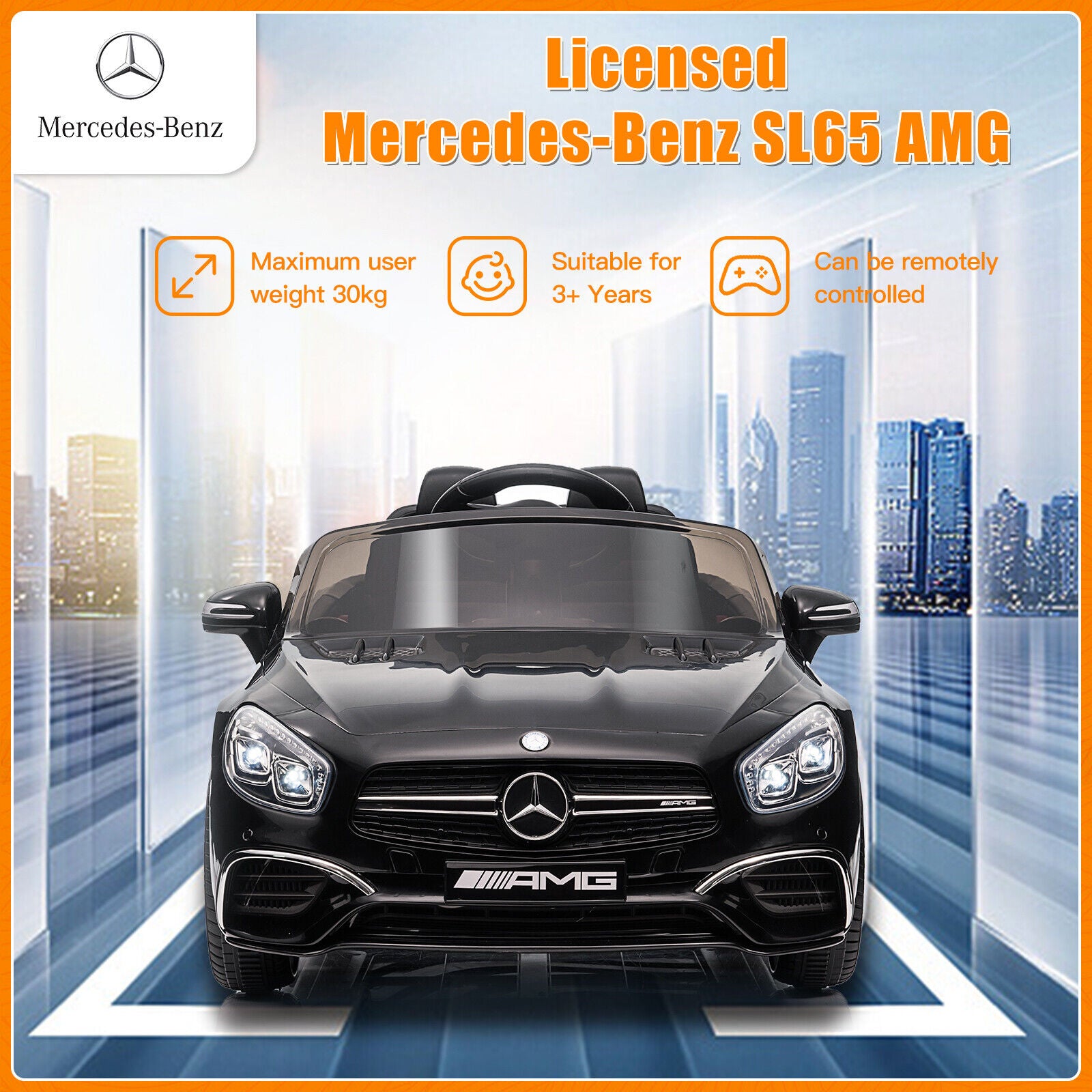 Mercedes-Benz Licensed Electric Ride-On Car for Kids - 12V Battery Powered