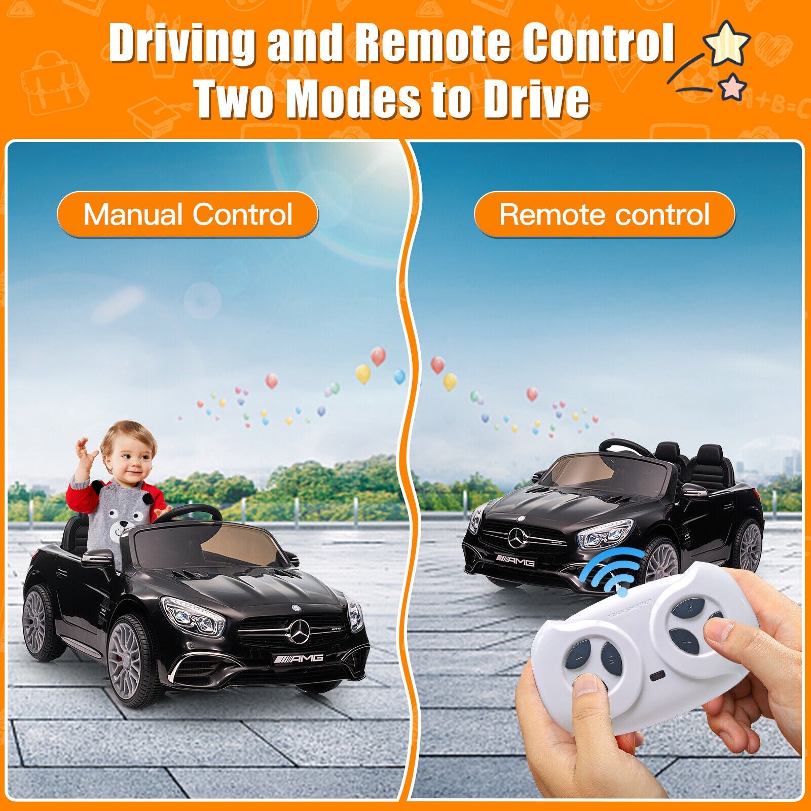 Mercedes-Benz Licensed Kids Electric Ride On Car with Remote Control and Battery