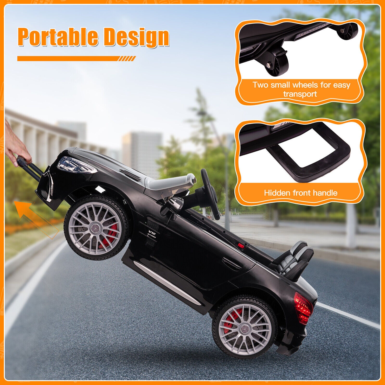 Mercedes-Benz Licensed 12V Electric Ride-On Car for Kids with Remote Control and MP3 Compatibility