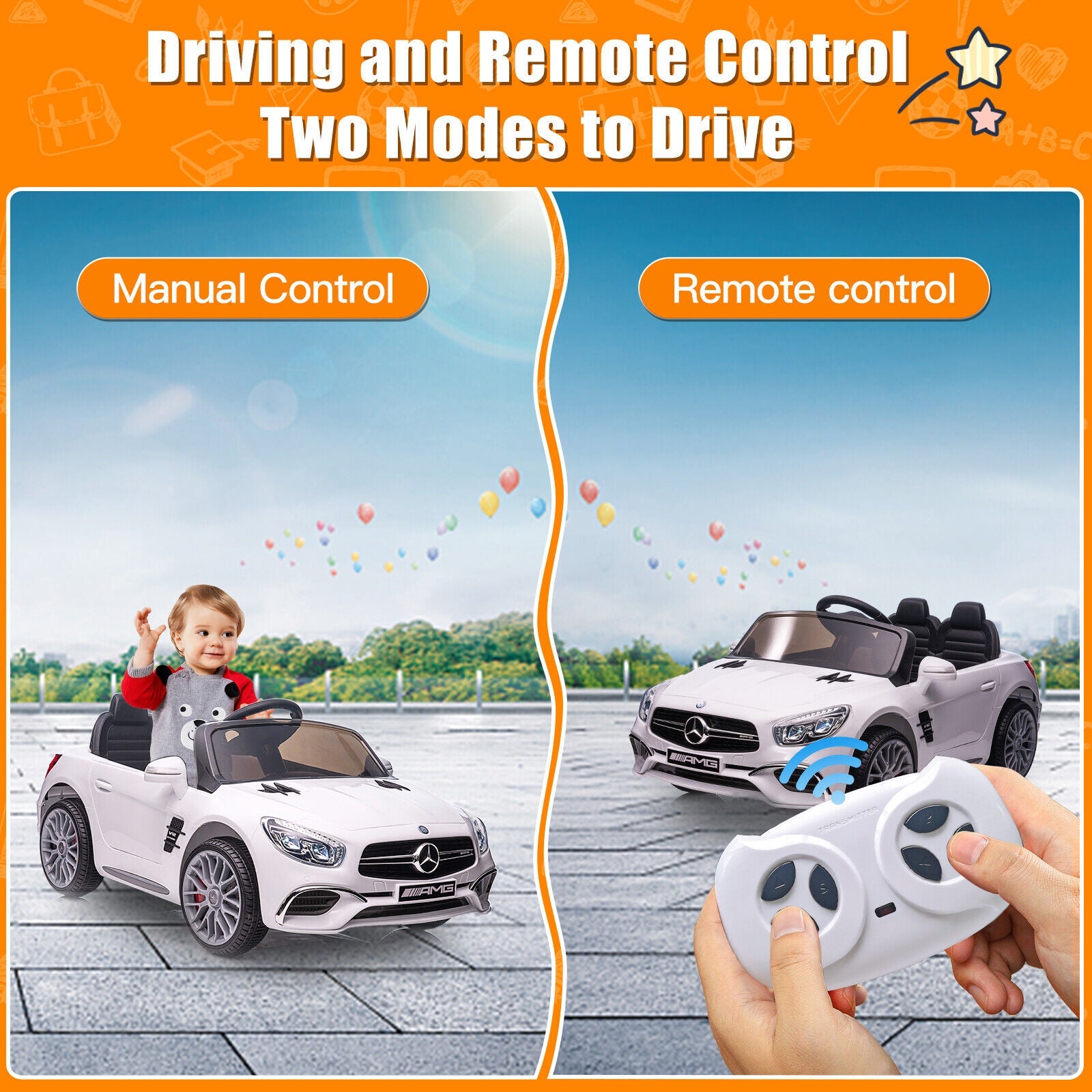 Mercedes-Benz 12V Electric Kids Ride-On Car - Battery Powered Toy Vehicle