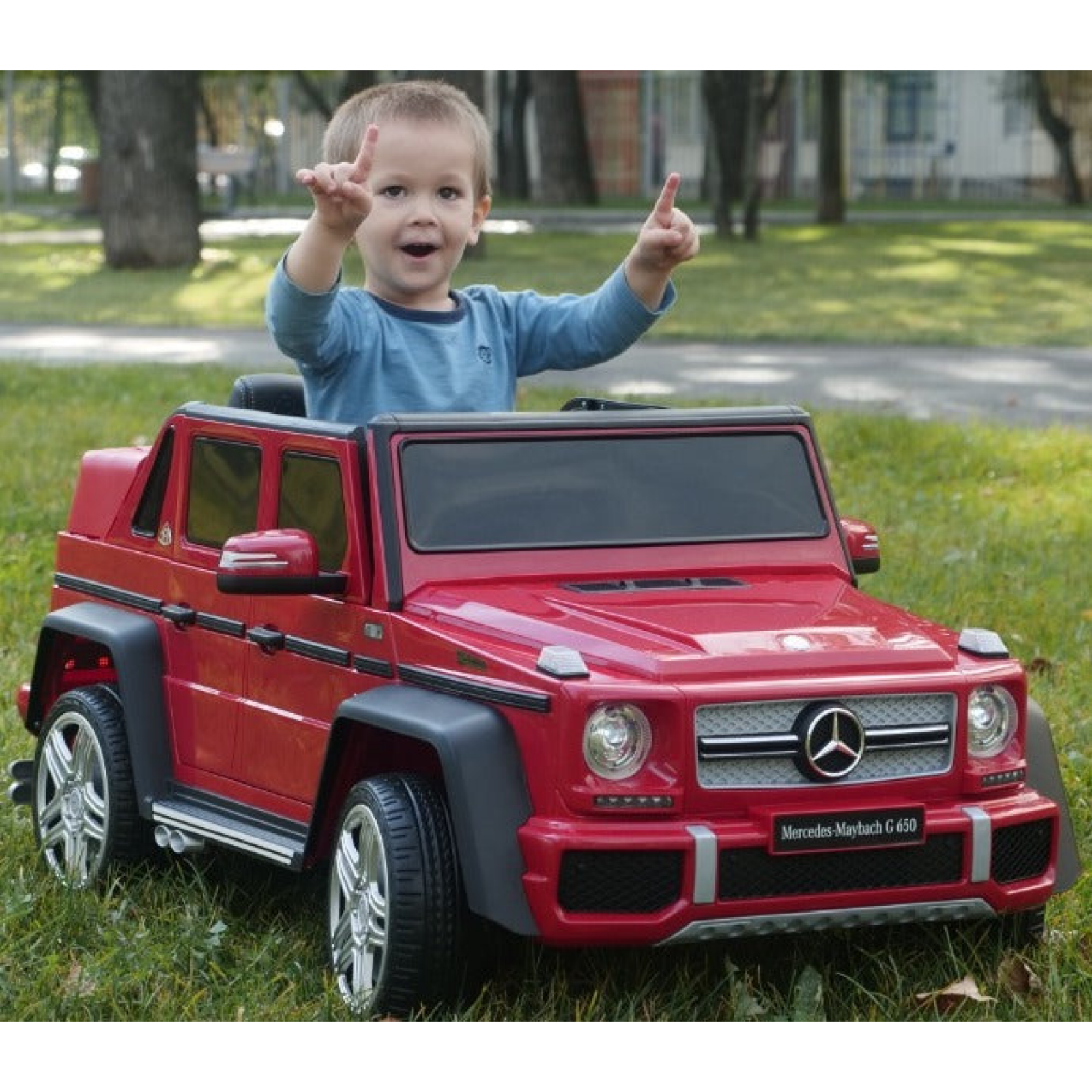 Mercedes G Wagon Ride On Car with Music, Rubber Wheels, LED Lights, and Remote Control