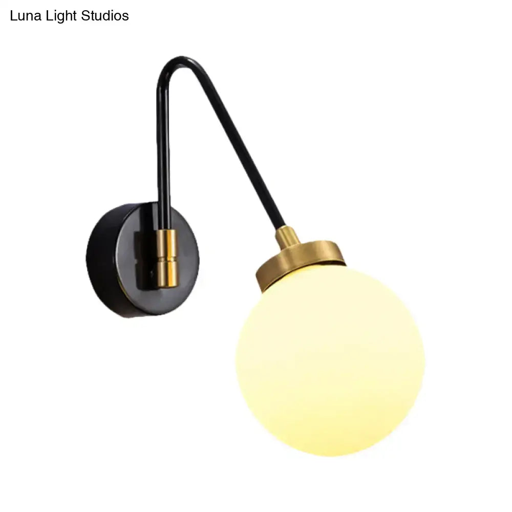 Mid century black & brass opal glass sconce bedroom e26 e27 light