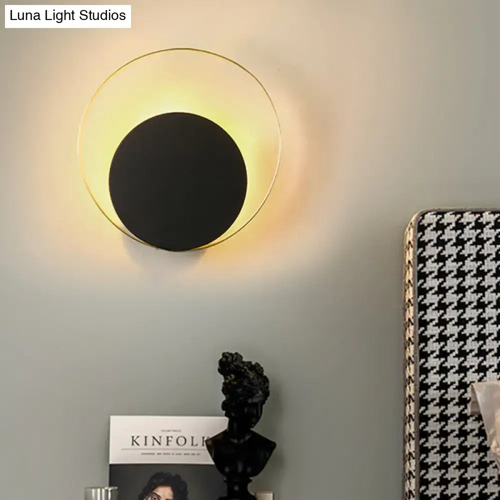 Mid century black & gold circle sconce – bedroom wall light