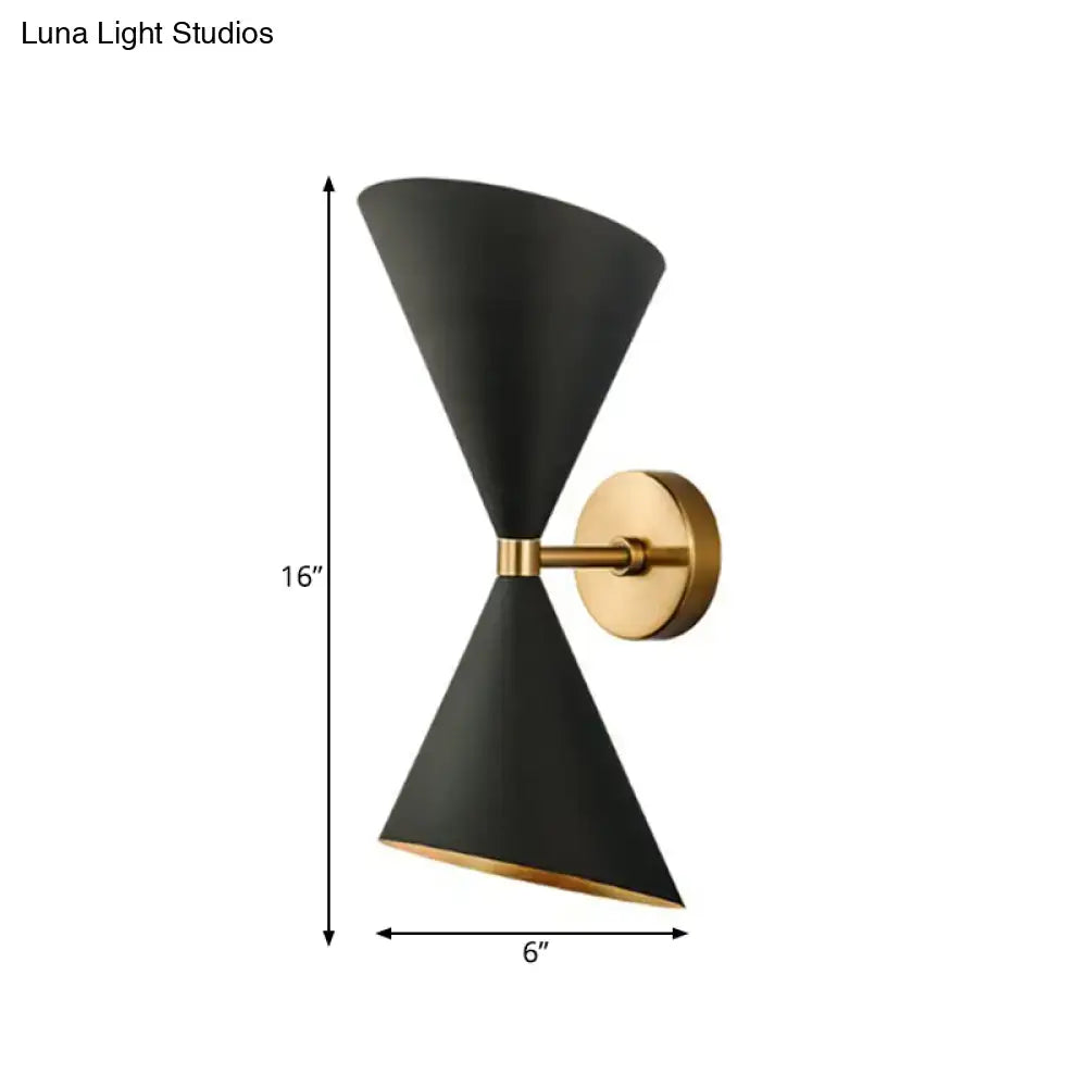 Mid-century black & gold metal wall lamp living room sconce