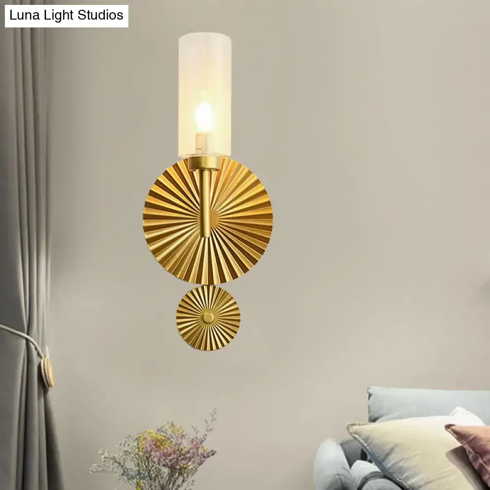 Mid century brass scalloped backplate wall sconce bedroom amber glass