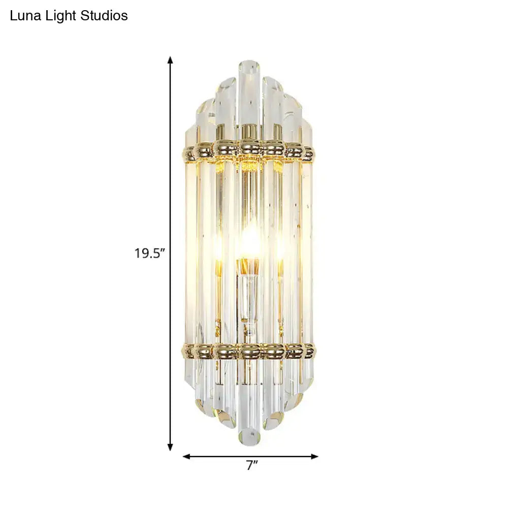 Mid century gold crystal pipe flush wall sconce for living room