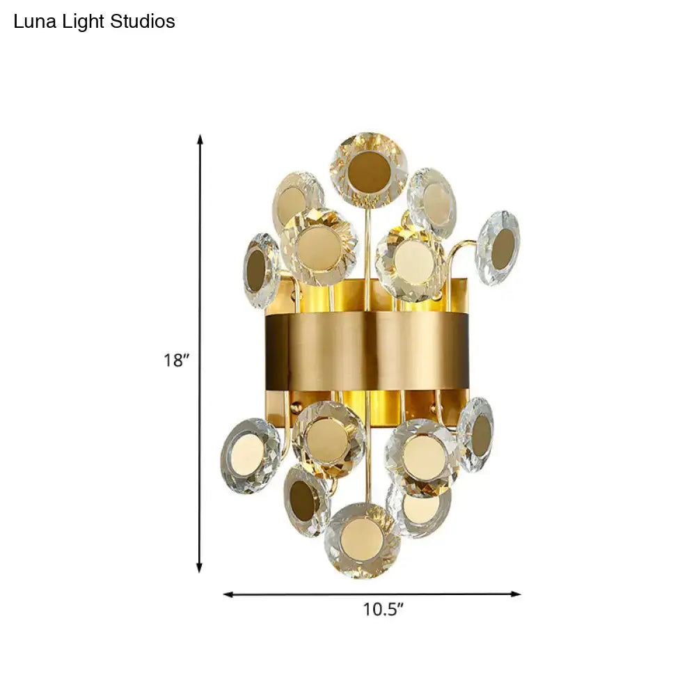 Mid century gold crystal wall light integrated led living room