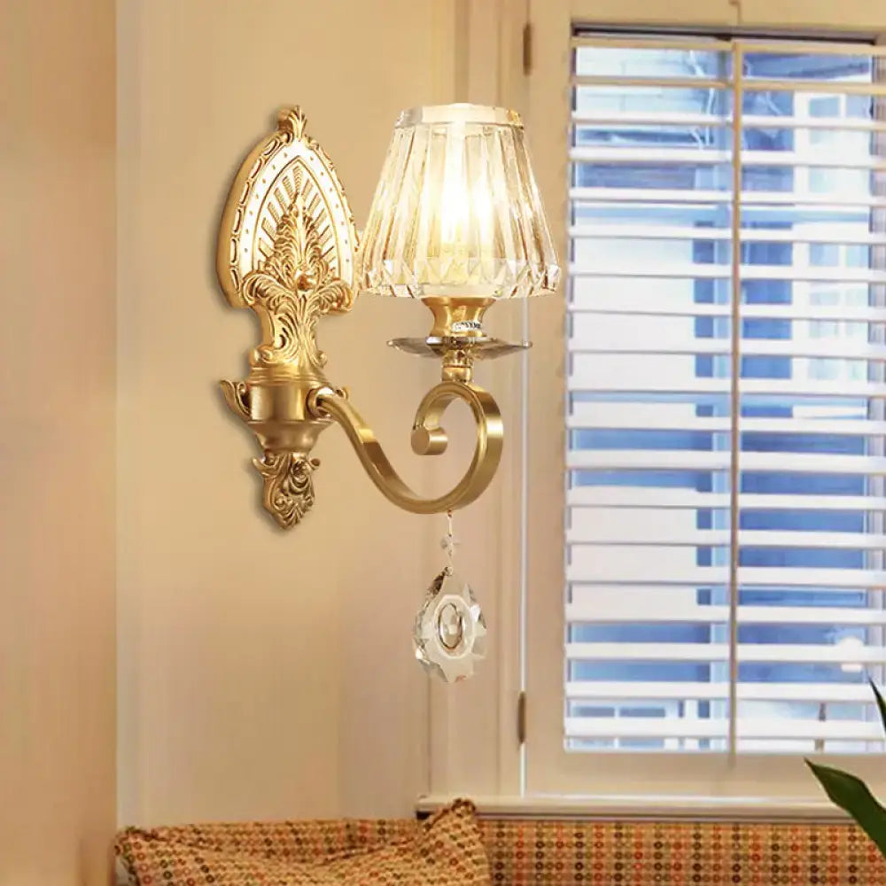 Mid century gold crystal wall sconce led living room light fixture