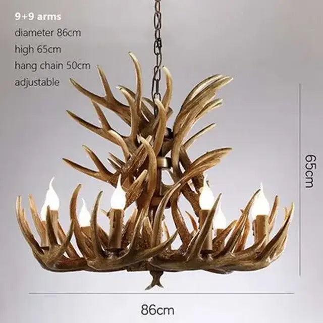 Mid century modern golden antler chandelier dining room light
