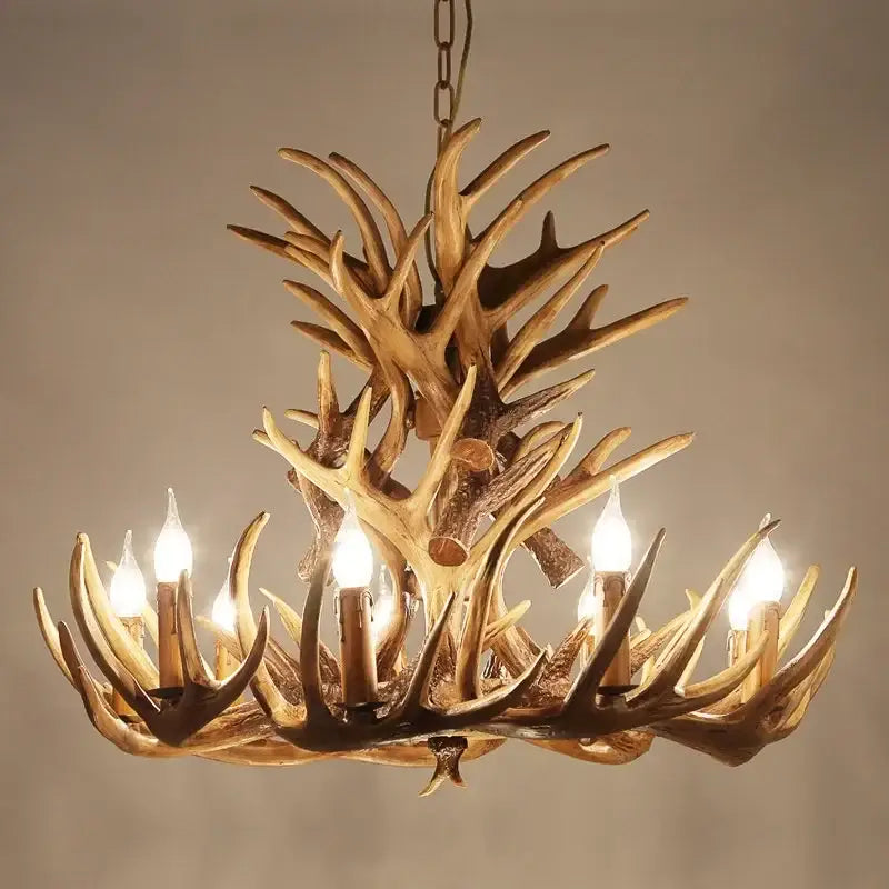 Mid century modern golden antler chandelier dining room light