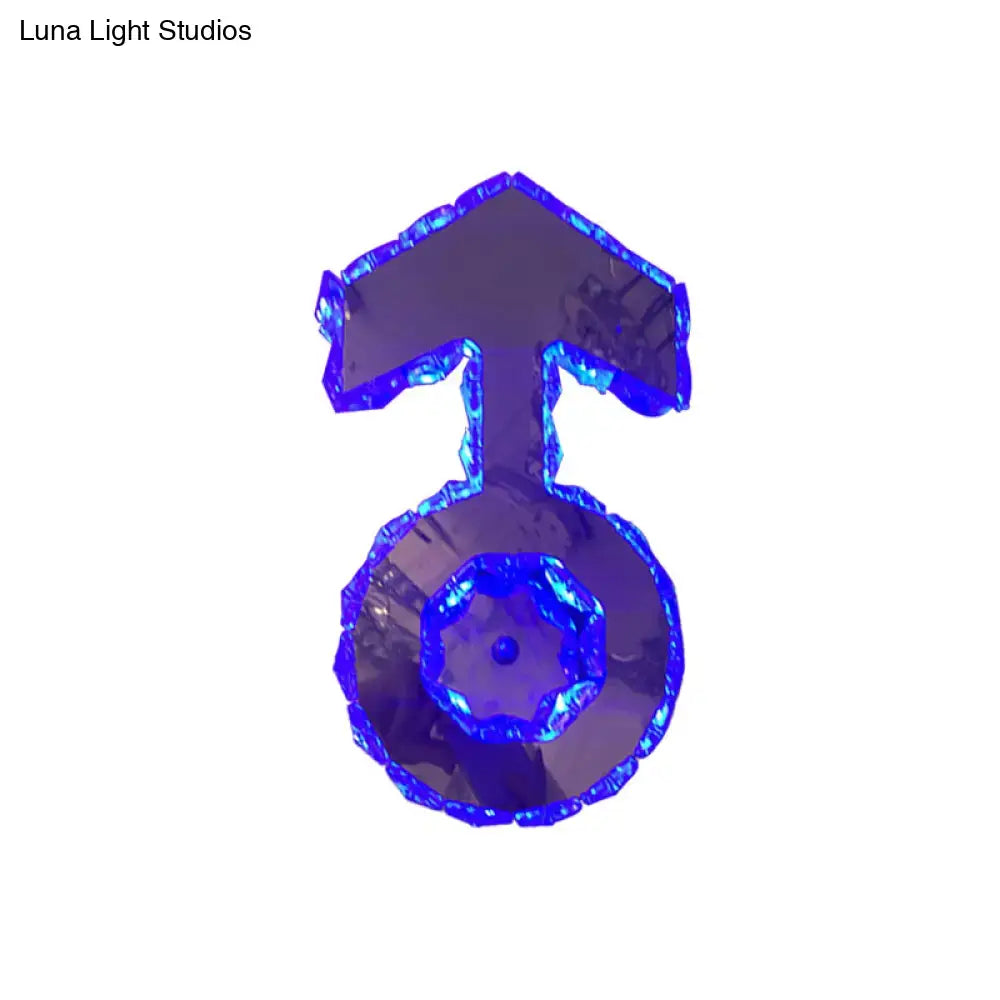 Minimal chrome faceted crystal boy logo bedroom wall lighting