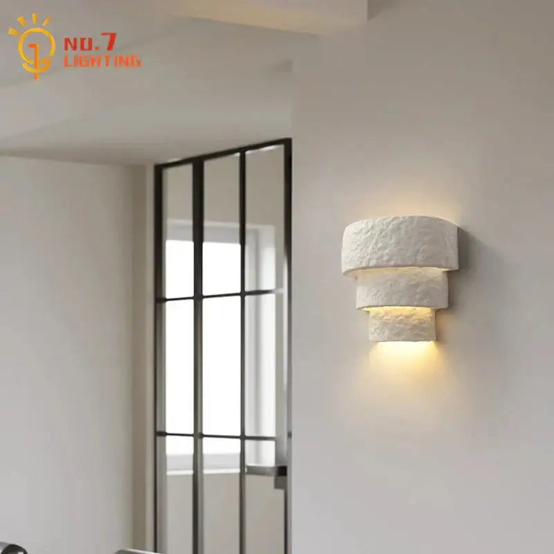 Minimalist bauhaus white gypsum wall lamp for bedroom warm light