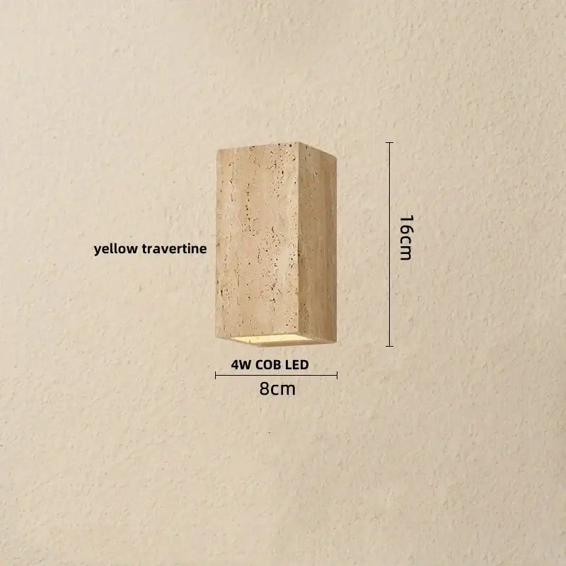 Minimalist beige travertine led wall lights bedroom stone clock