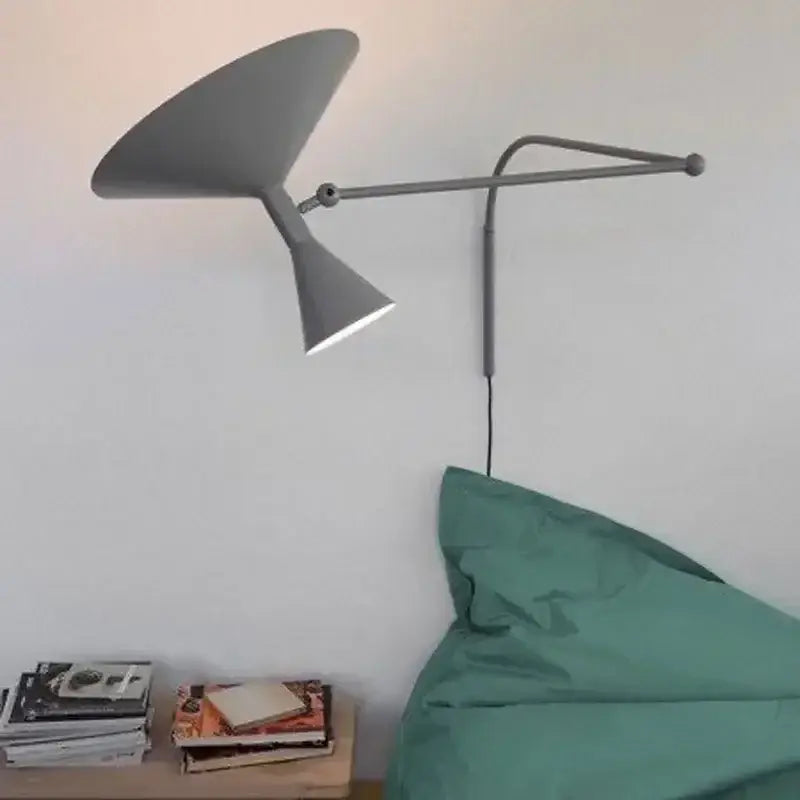 Minimalist black adjustable long arm wall lamp bedroom sconce