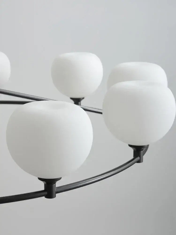 Minimalist black and copper glass chandelier dining room globe light