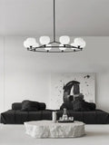 Minimalist black and copper glass chandelier dining room globe light