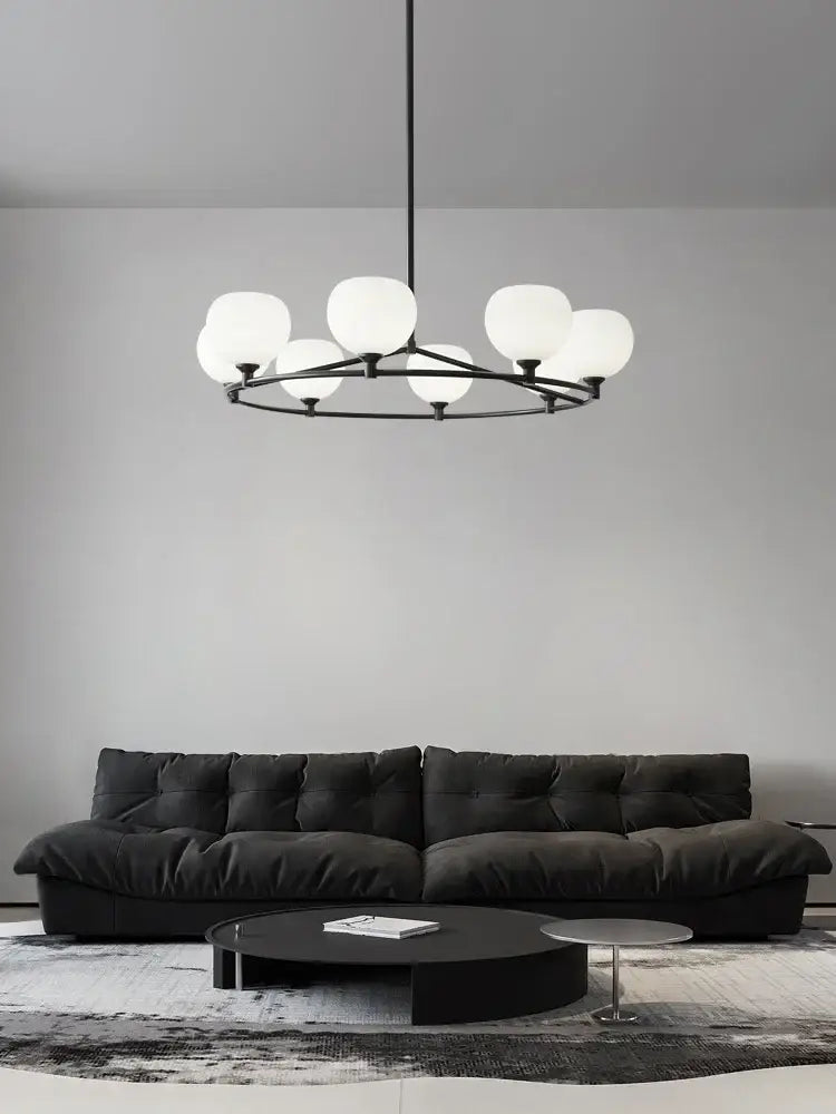 Minimalist black and copper glass chandelier dining room globe light