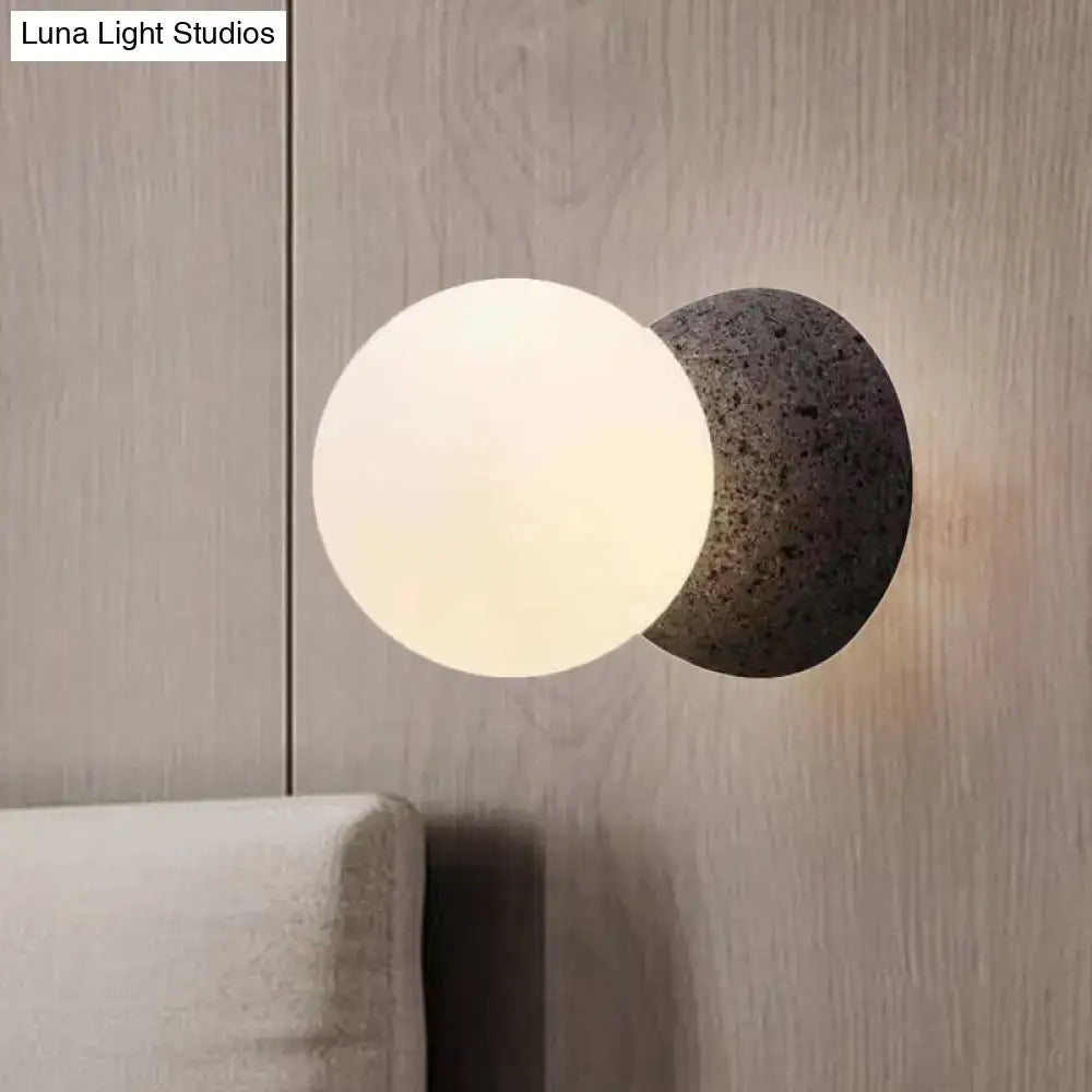 Minimalist black and white glass shade wall sconce bedroom light