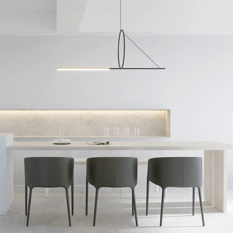 Minimalist black art line led pendant light for dining room