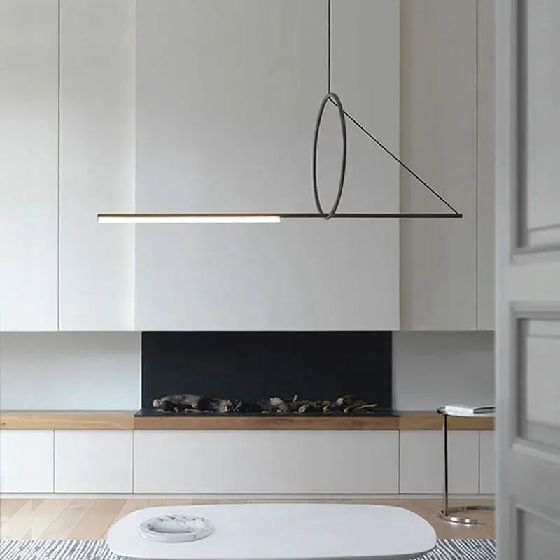 Minimalist black art line led pendant light for dining room