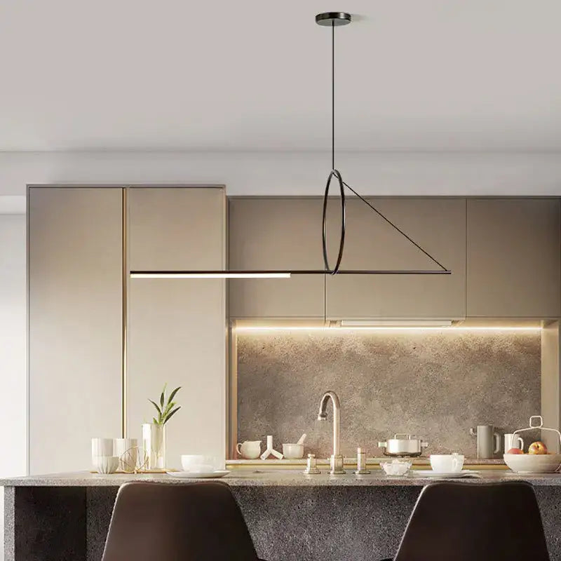 Minimalist black art line led pendant light for dining room