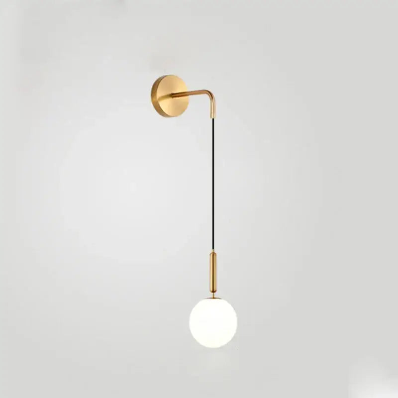 Minimalist black & brass glass ball wall lamp bedroom sconce