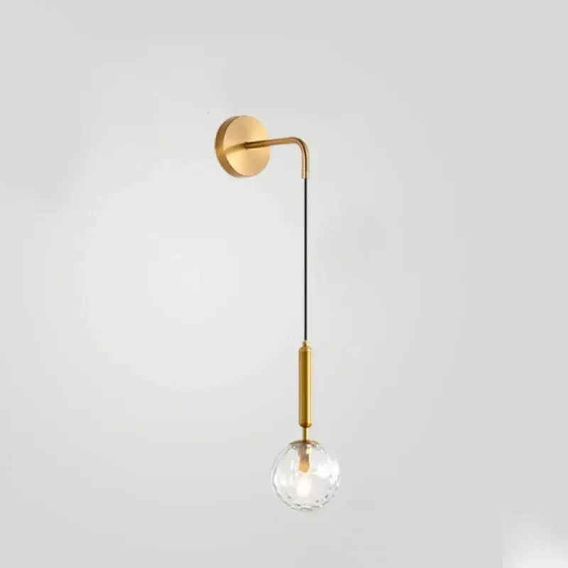 Minimalist black & brass glass ball wall lamp bedroom sconce