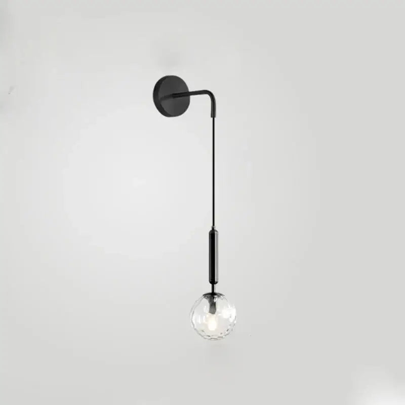 Minimalist black & brass glass ball wall lamp bedroom sconce