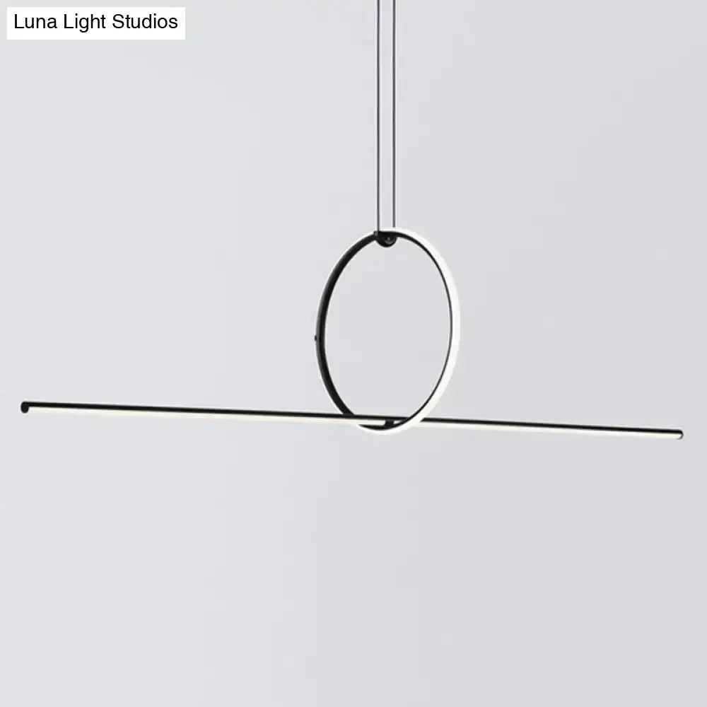 Minimalist black contemporary metal led pendant light for office