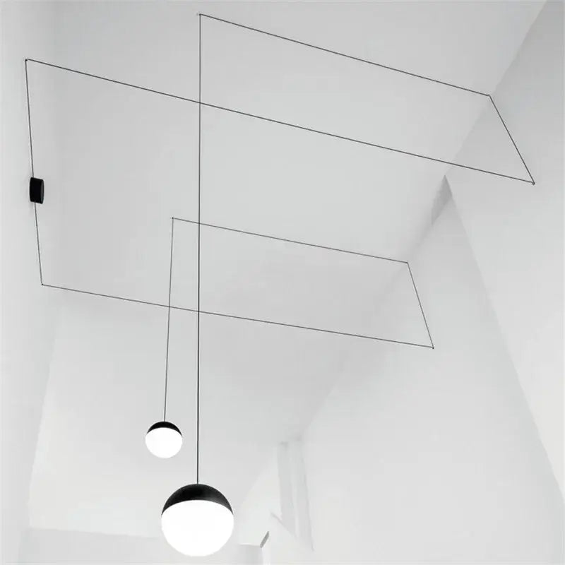 Minimalist black geometric glass ball led chandelier living room