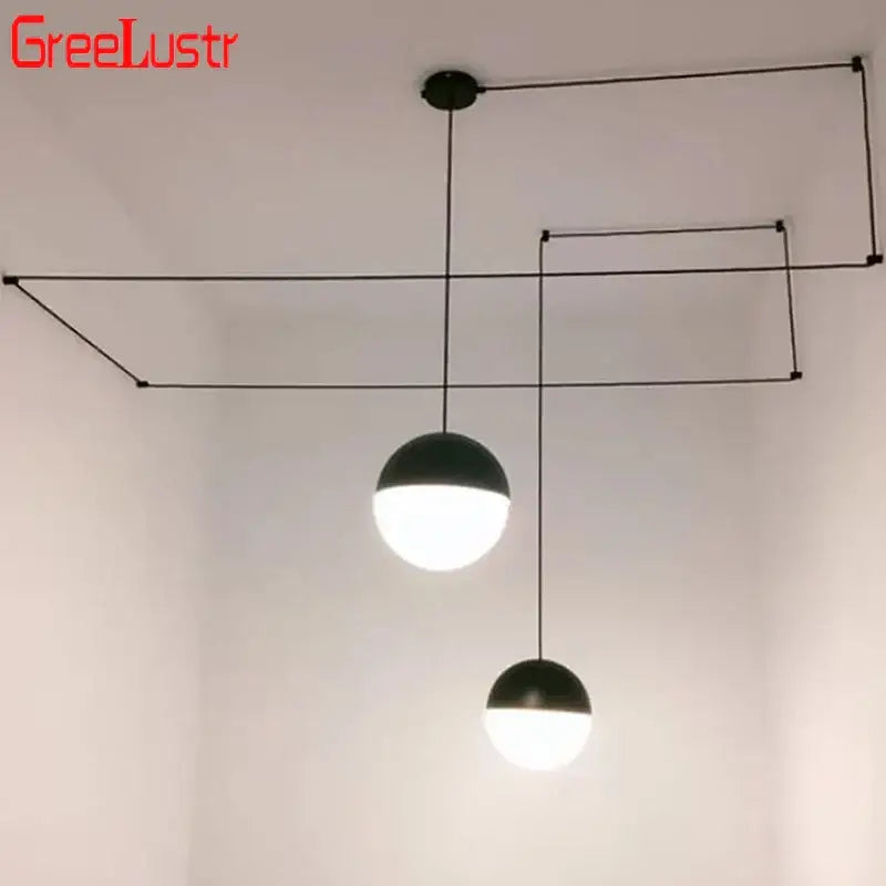 Minimalist black geometric glass ball led chandelier living room