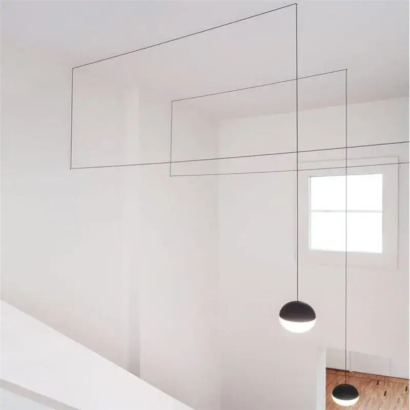Minimalist black geometric glass ball led chandelier living room