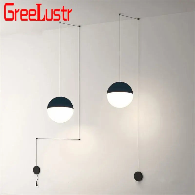 Minimalist black geometric glass ball led chandelier living room