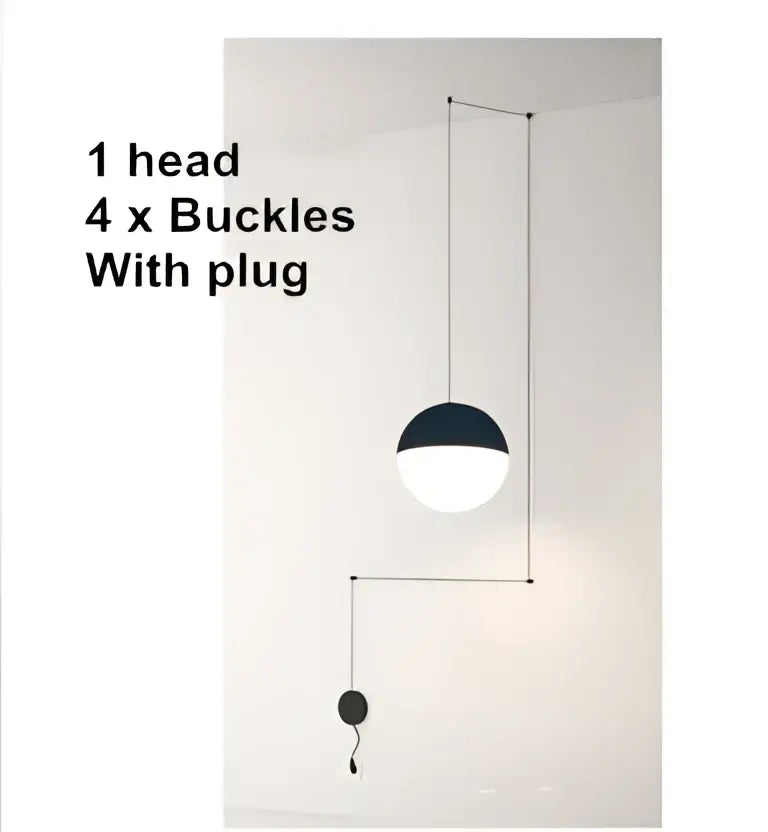 Minimalist black geometric glass ball led chandelier living room