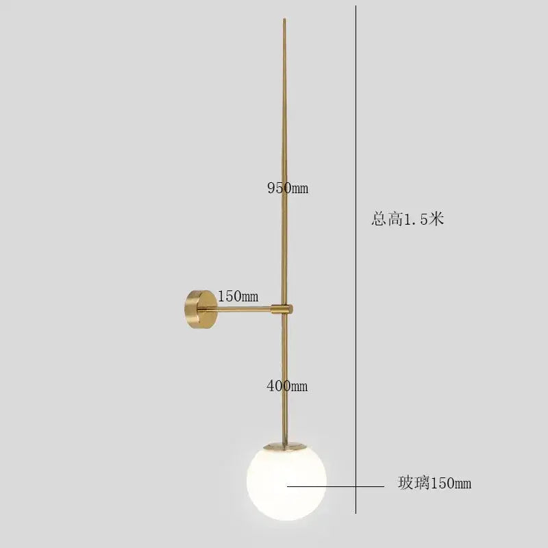 Minimalist black glass ball led wall lamp bedroom sconce