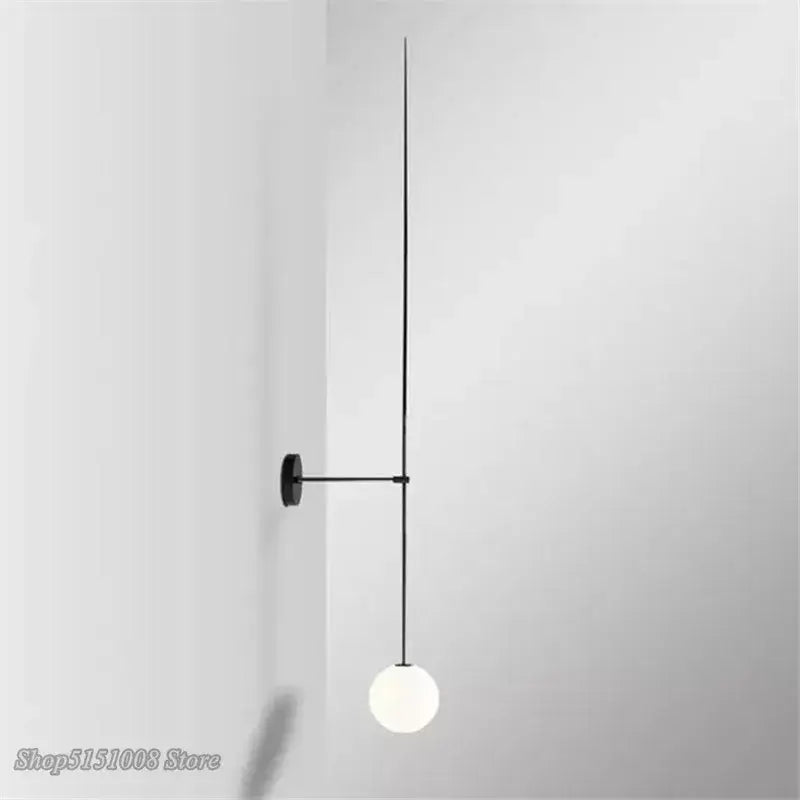 Minimalist black glass ball led wall lamp bedroom sconce