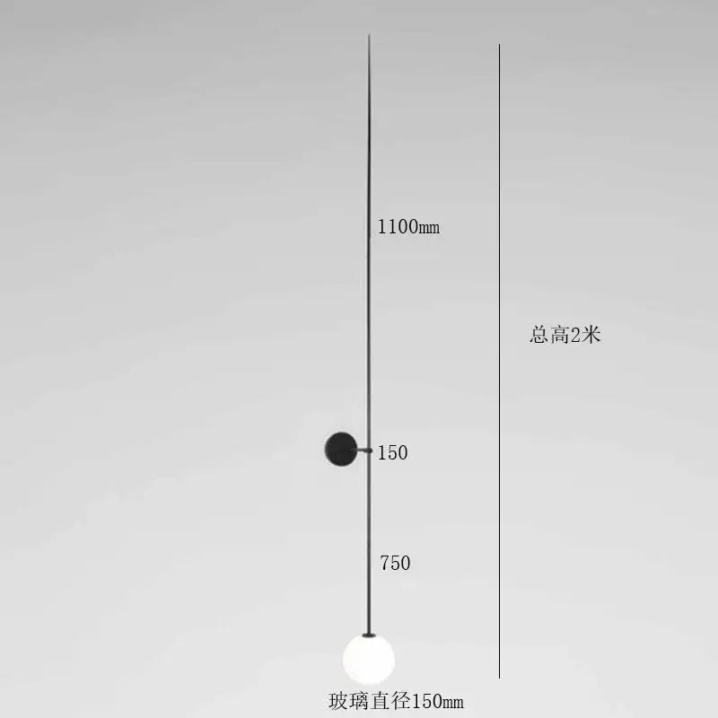 Minimalist black glass ball led wall lamp bedroom sconce