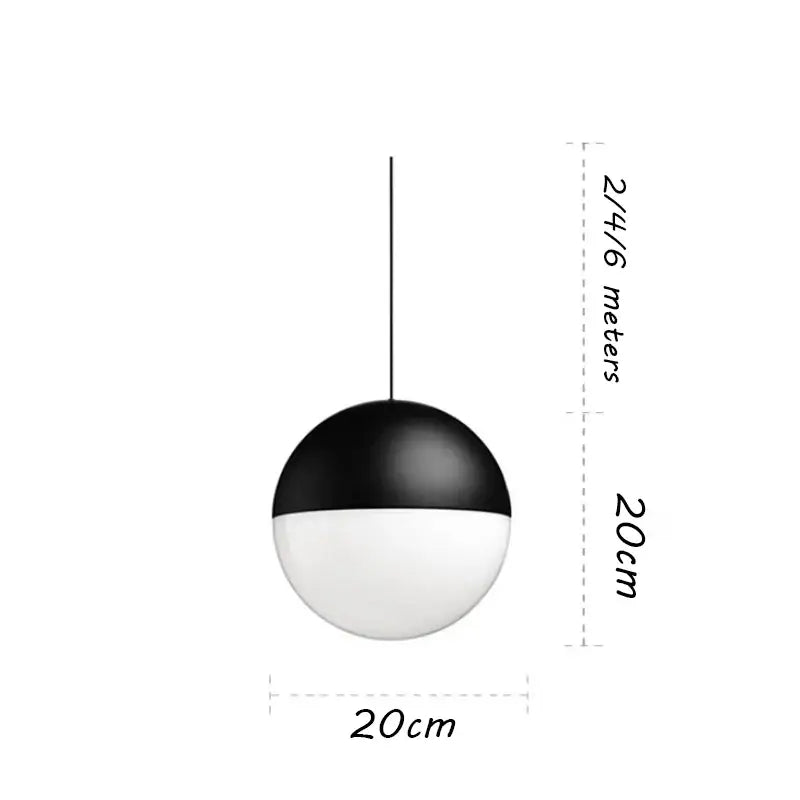 Minimalist black glass ball pendant light kitchen led chandelier